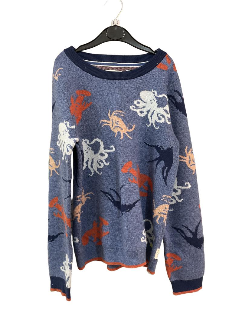 Preloved White Stuff - Blue Ocean Creature Jumper Wool Blend (9-10y)