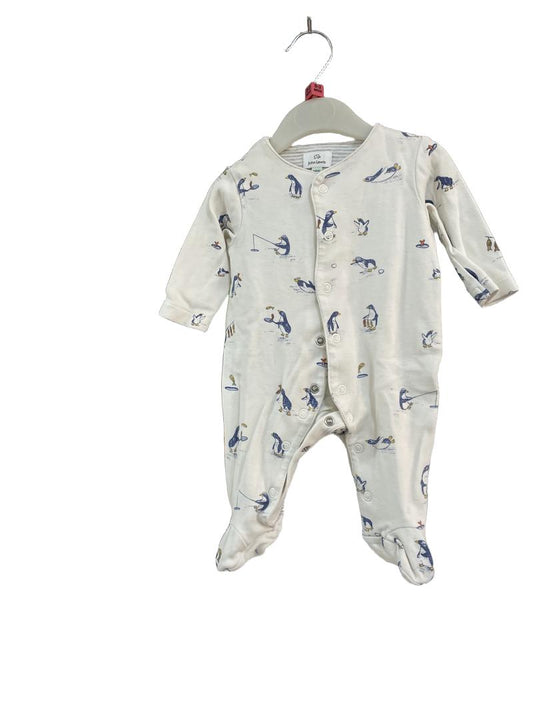 Preloved John Lewis - White Penguin Fish Sleep Suit, Newborn (0-3m)