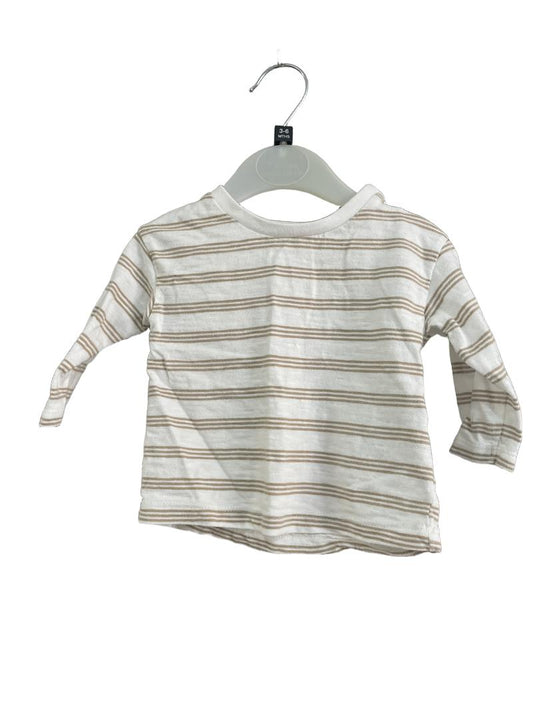 Preloved Marks & Spencer - Beige White Stripe Long-sleeved T Shirt (3-6m)