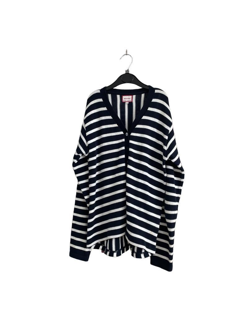 Preloved Neck & Neck - Navy White Stripe Cardigan (12-13y)