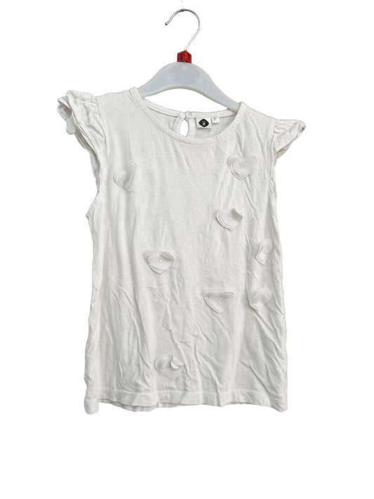 Preloved Unknown Brand - White Sleeveless Heart Detail Top (8-9y)