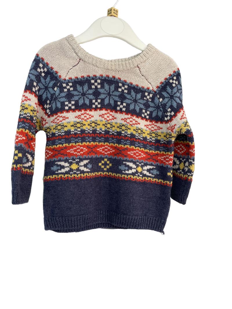 Preloved Lily And Jack - Blue Cream Orange Fair Isle Jumper (6-12m)