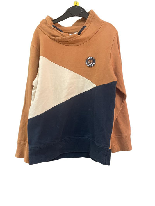 Preloved Kids - Orange Cream Navy Colour Block Hoodie (7-8y)