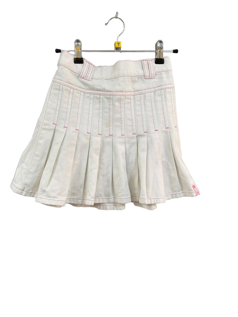 Preloved Jasper Conran - White Canvas Pleated Mini Skirt (7-8y)