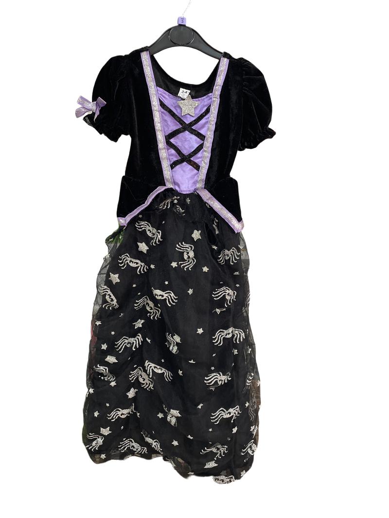 Preloved George - Black Velvet Witch Costume (3-4y)
