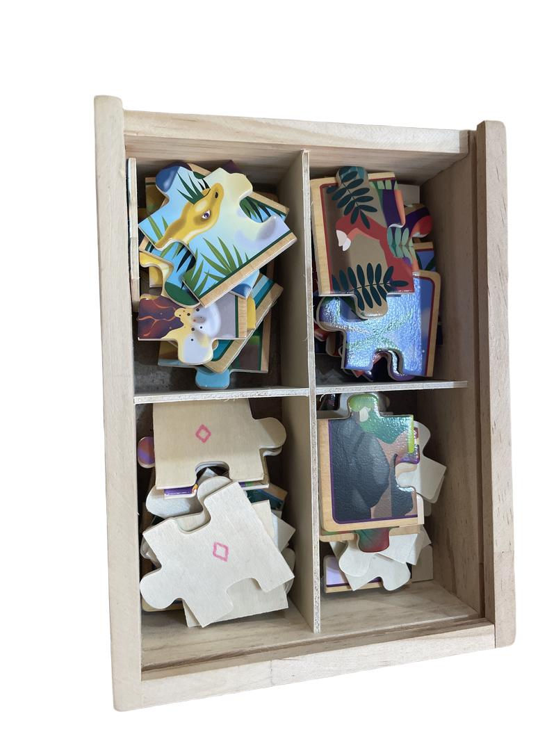 Preloved Toys - 4x Wooden Dinosaur Puzzles. - Melissa & Doug