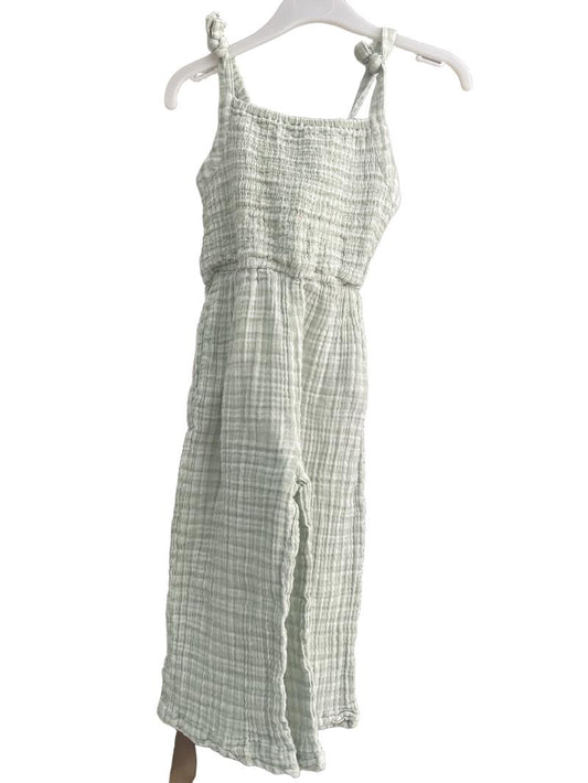 Preloved Lindex - Green And White Gingham Linen Sleeveless Jumpsuit (4-5y) - Outfit