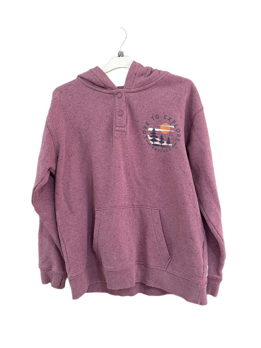 Preloved Fatface - Pink Fleck Love To Explore Half Button Hoodie (12-13y)