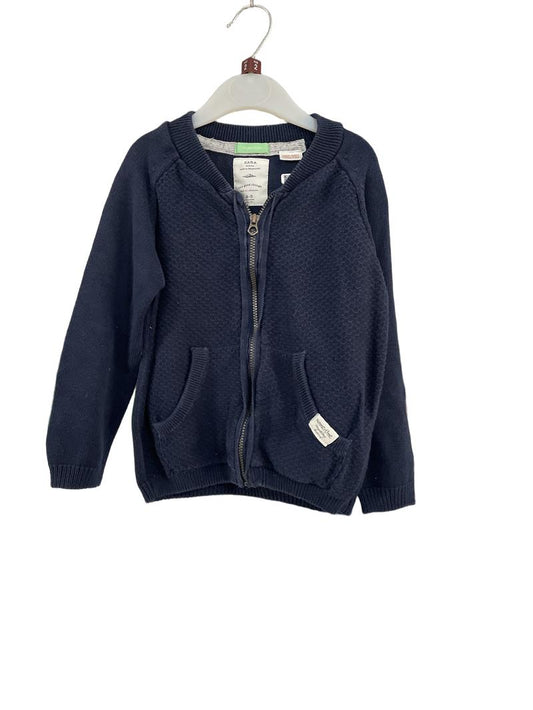 Preloved Zara - Navy Knit Zip Cardigan (2-3y)