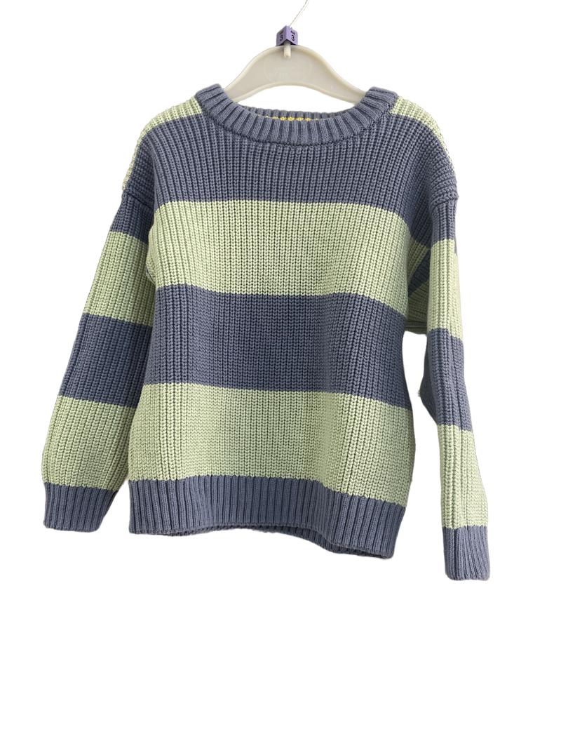 Preloved Okaidi - Blue, Mint Green Stripe Knit Jumper. (3-4y)
