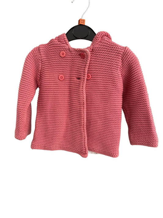 Preloved Marks & Spencer - Pink Knit Lined Cardigan With Hood (9-12m)