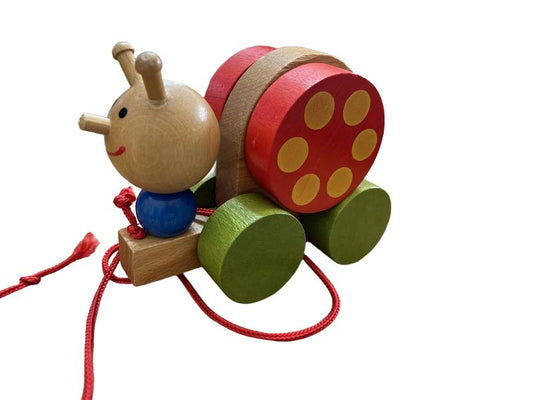 Preloved Wooden Pull Along Snail - Unknown Brand