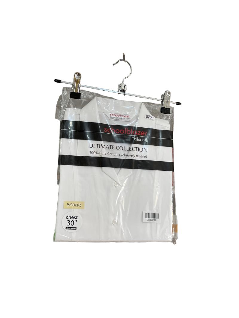 Preloved Schoolblazer - White Short-sleeved School Uniform Shirt, 30", NEW In Package (9-10y)