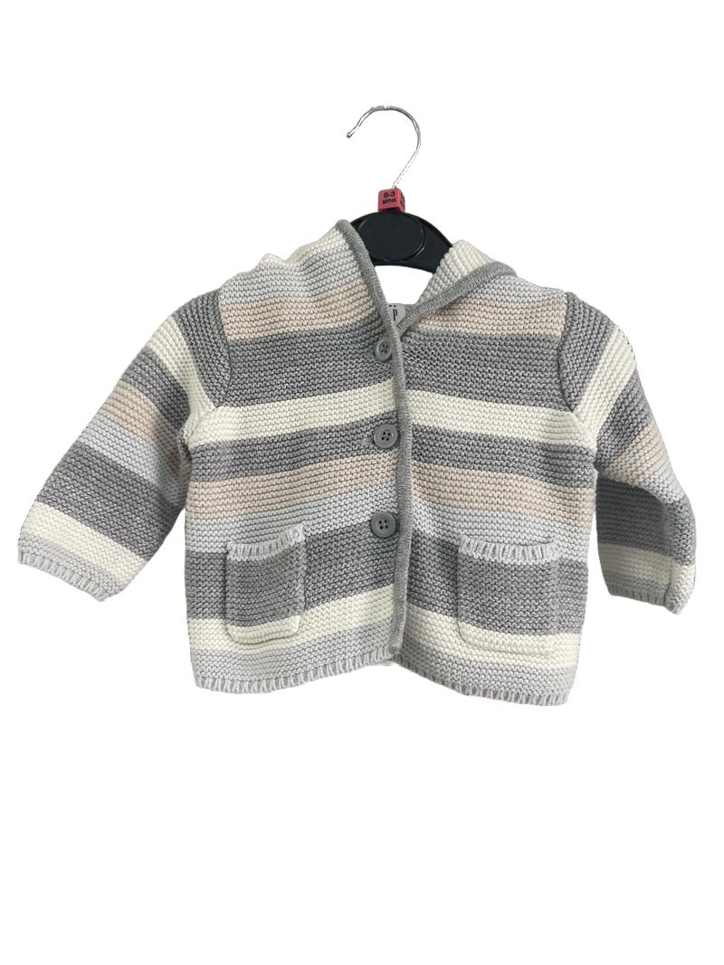 Preloved Baby Gap - Pastel Knit Hooded Button Cardigan (0-3m)