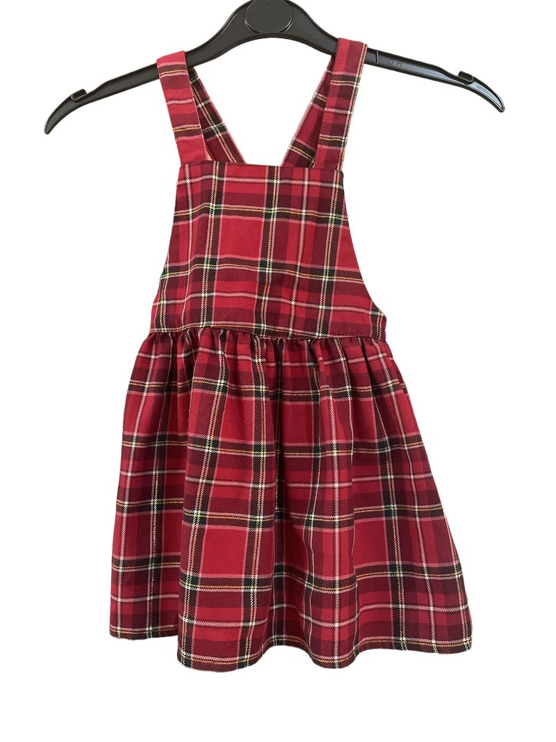 Preloved H&M - Red Plaid Overall/Pinafore Dress. (2-3y)