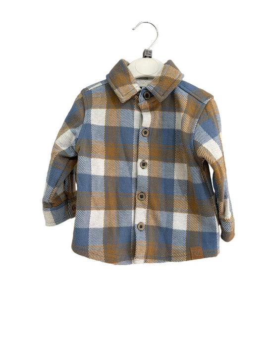 Preloved Rachel Zoe - Blue Brown And White Plaid Shirt  (12-18m)