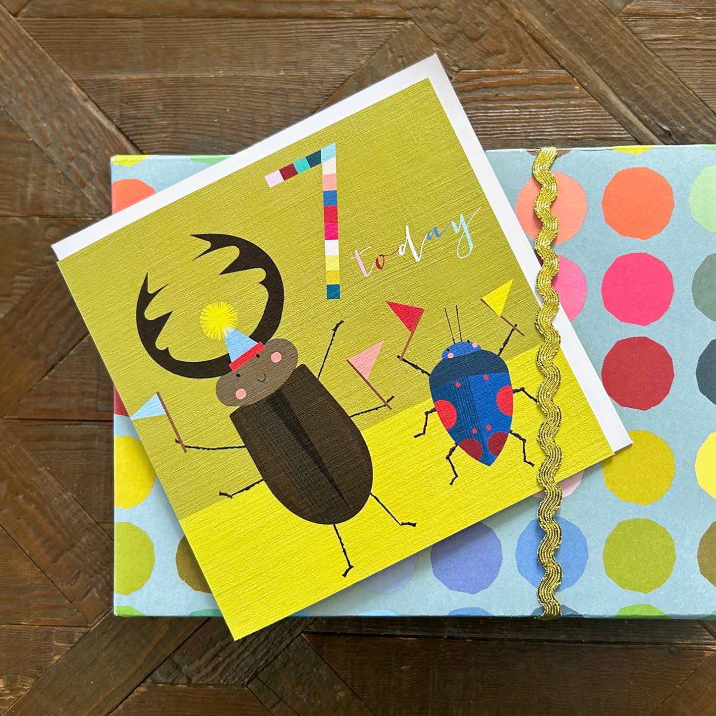 NK07 Beetles 7th Birthday Card