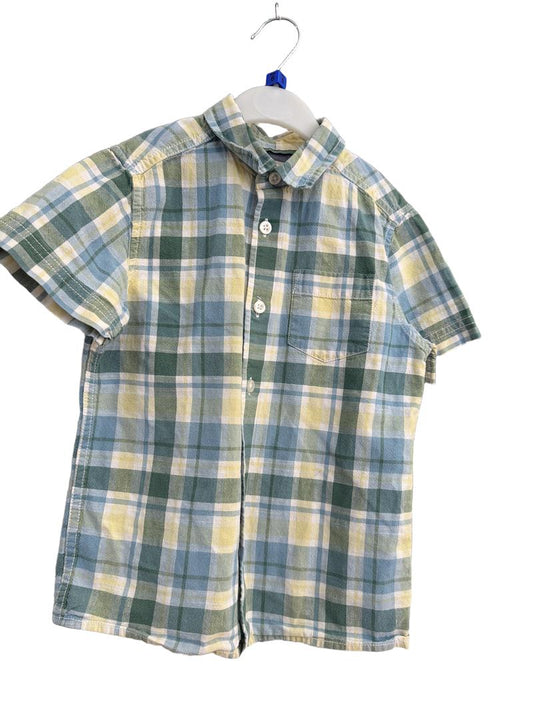 Preloved John Lewis - Blue And Green Checked Short-sleeve Shirt (5-6y)