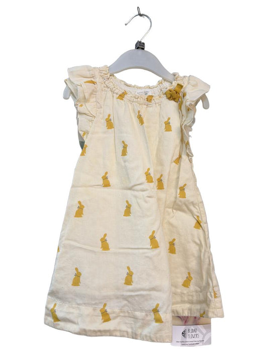 Preloved Gap - Yellow Cotton Rabbit Ruffle Sleeve Dress (12-18m)