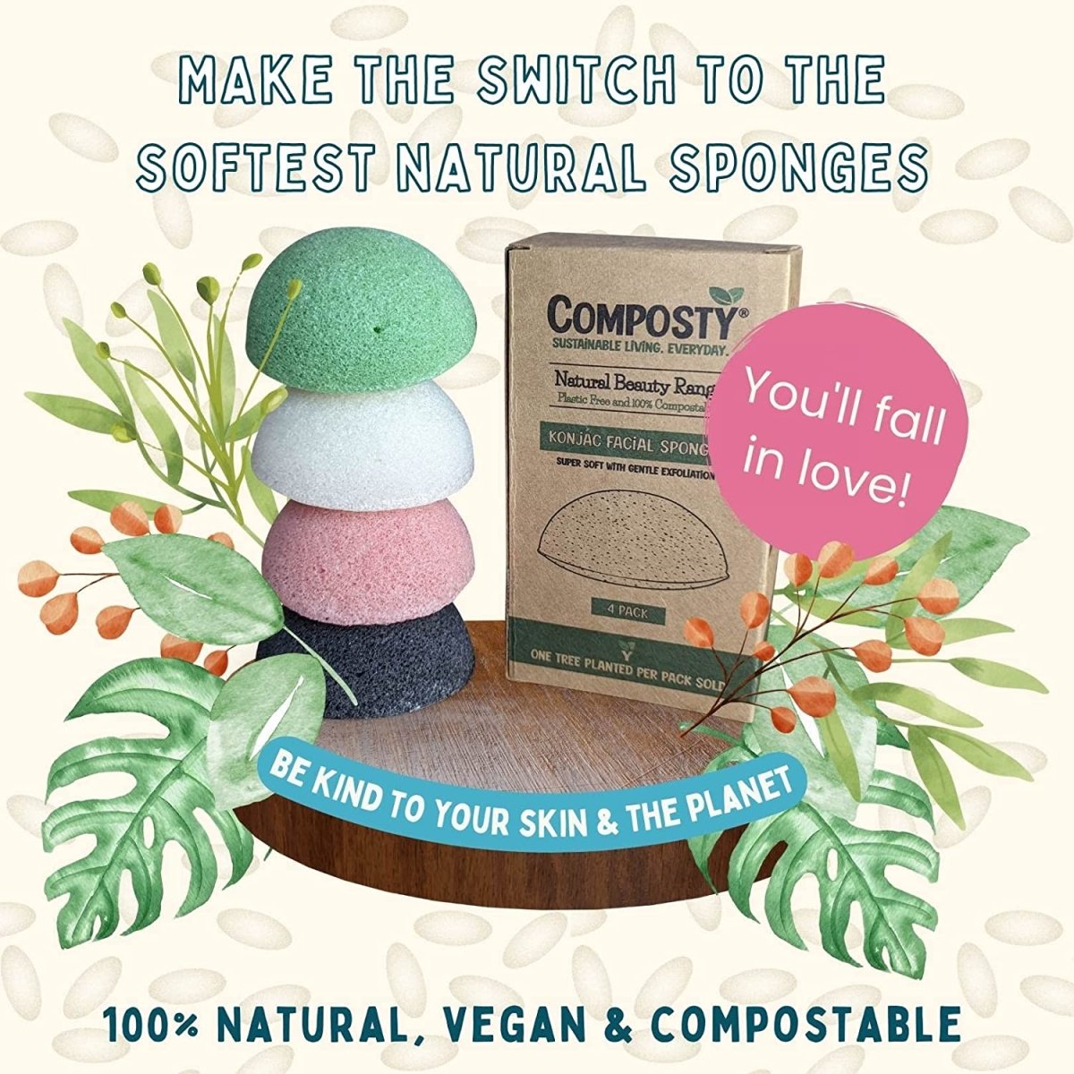 Konjac Facial Sponges – 4 Pack (online only)