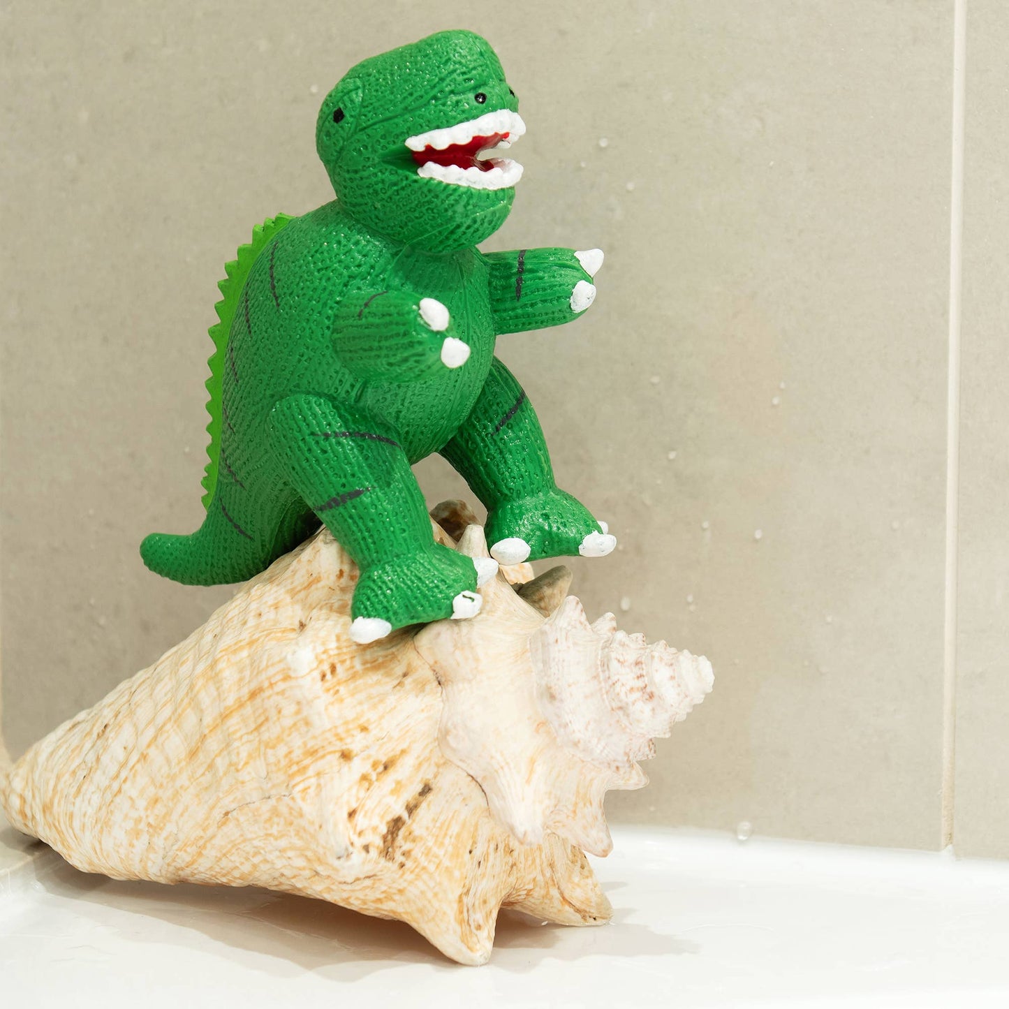 Dinosaur Toy, Bath Toy, Teether, Natural Rubber Green T Rex