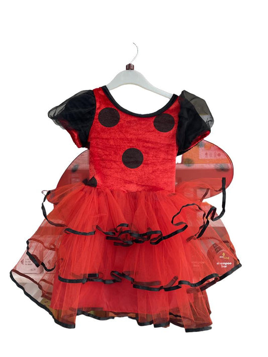Preloved Travis Designs - Ladybird Dress Costume With Wings (2-3y)