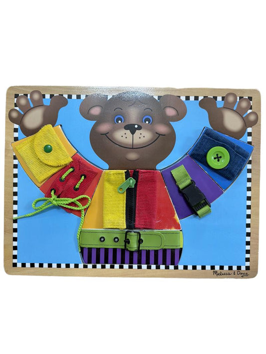 Preloved Toys - Wooden Basic Skills Bear Board - Melissa & Doug