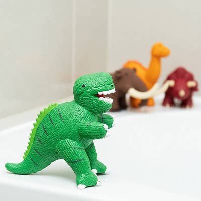 Dinosaur Toy, Bath Toy, Teether, Natural Rubber Green T Rex