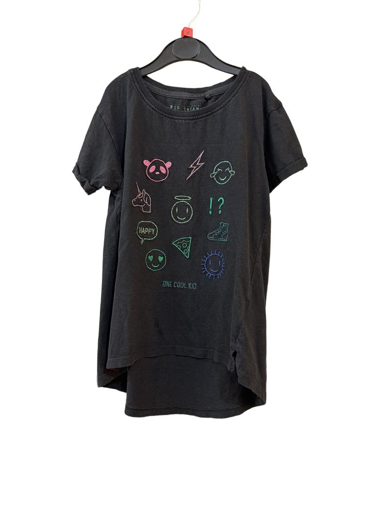 Preloved Next - Black Sparkle Embroidery T Shirt (8-9y)