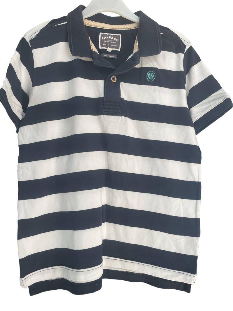 Preloved Fatface - Navy White Stripe Polo Shirt (10-11y)