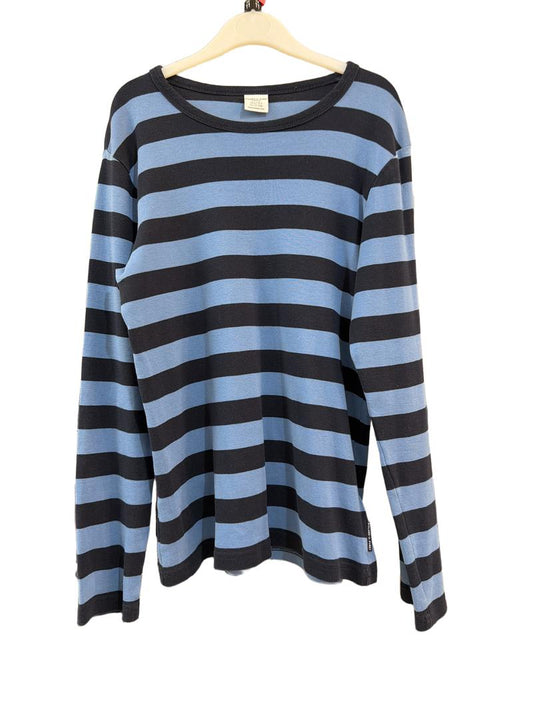 Preloved Polarn O. Pyret - Blue Navy Striped Long-sleeved T Shirt (10-11y, 11-12y)