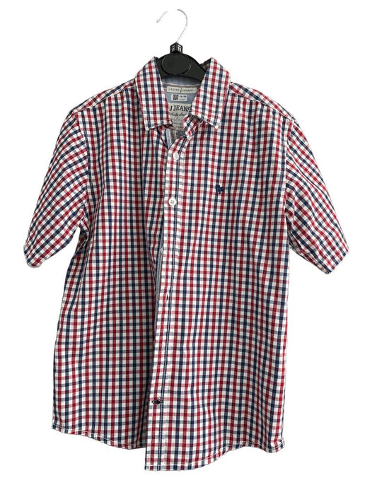 Preloved Jasper Conran - Red Blue White Check Short-sleeved Button Up Shirt (11-12y) - Top