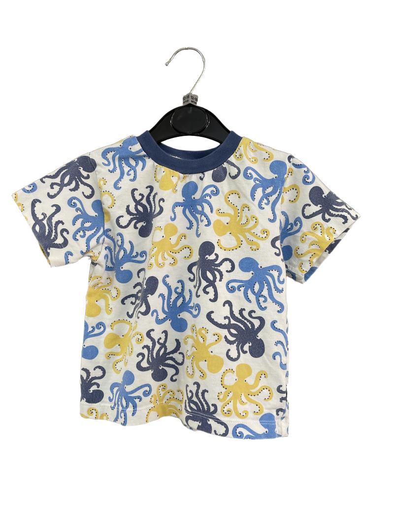 Preloved Kite - White Blue Yellow Octopus T Shirt (12-18m)