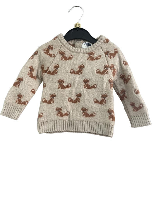 Preloved Jojo Maman Bebe - Beige/Brown Fox Jumper (6-12m)