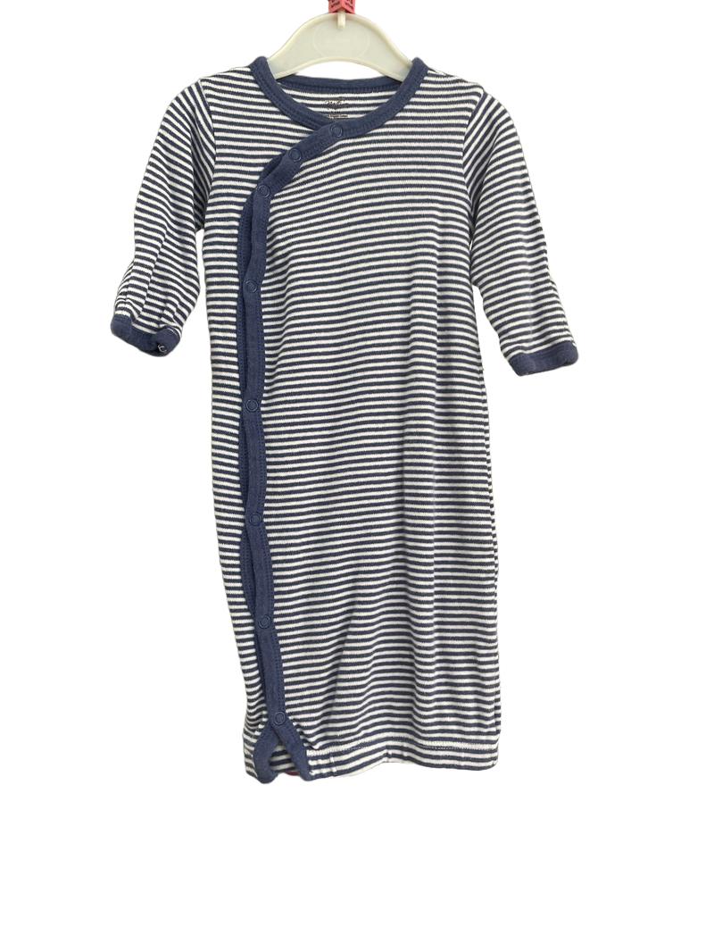 Preloved Touched By Nature - Blue Stripe Long Sleeve Baby Gown. (0-6m)