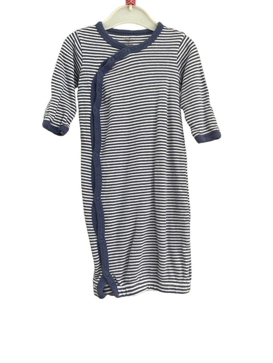 Preloved Touched By Nature - Blue Stripe Long Sleeve Baby Gown. (0-6m)