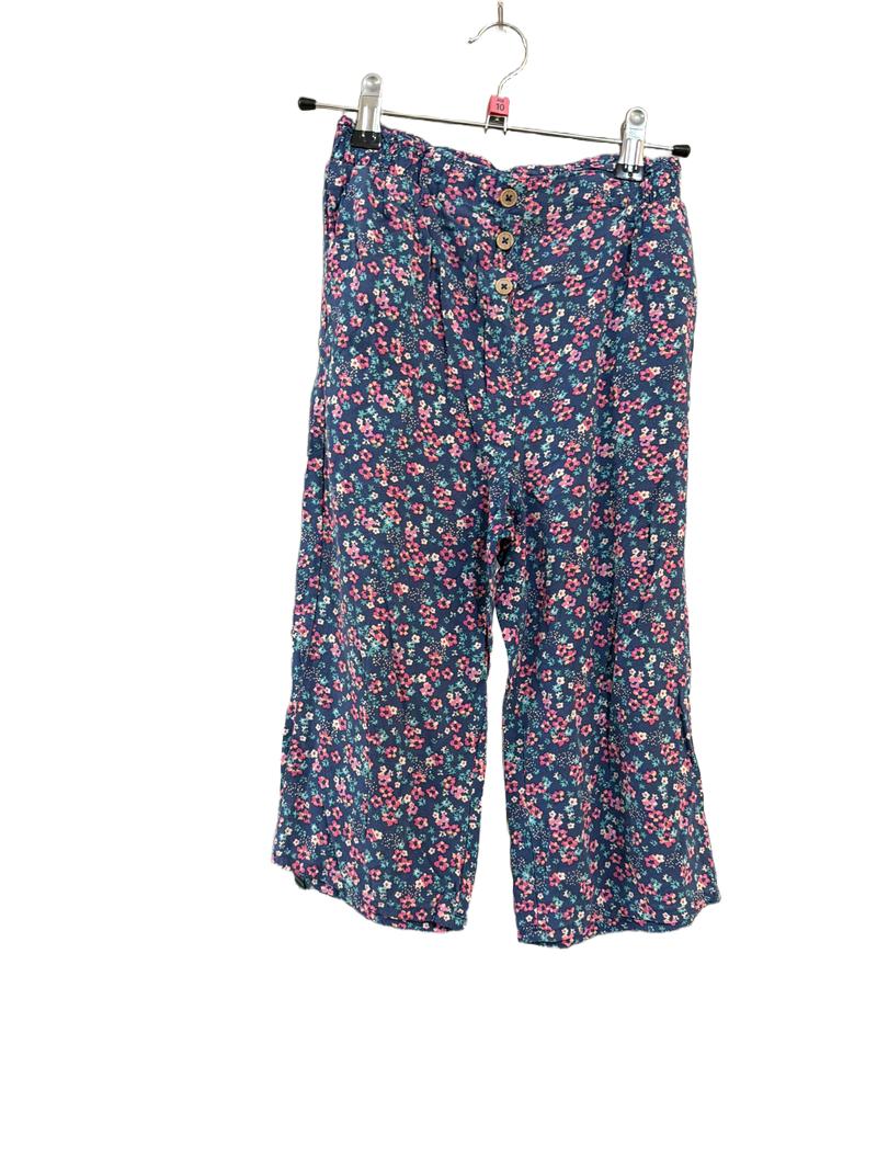 Preloved Vertbaudet - Blue Floral Print Cropped Trousers (10-11y)