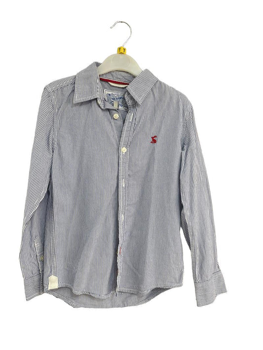 Preloved Joules - Blue White Pinstripe Collared Shirt (7-8y)