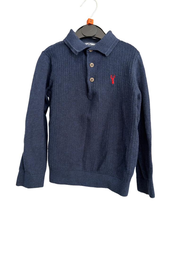 Preloved Next - Navy Textured Front Knit Shirt. (4-5y)
