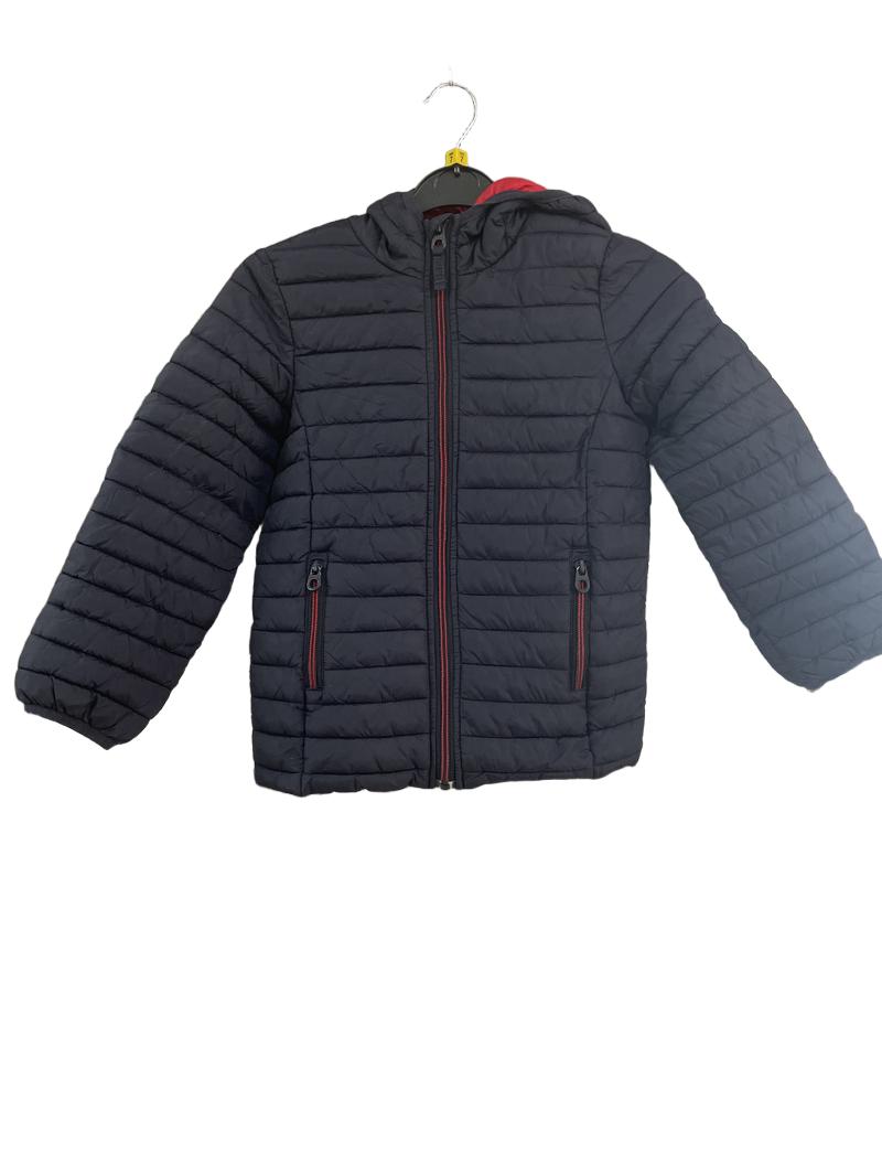 Preloved Joules - Navy Puff Jacket, Red Inside, Red Details. (7-8y)