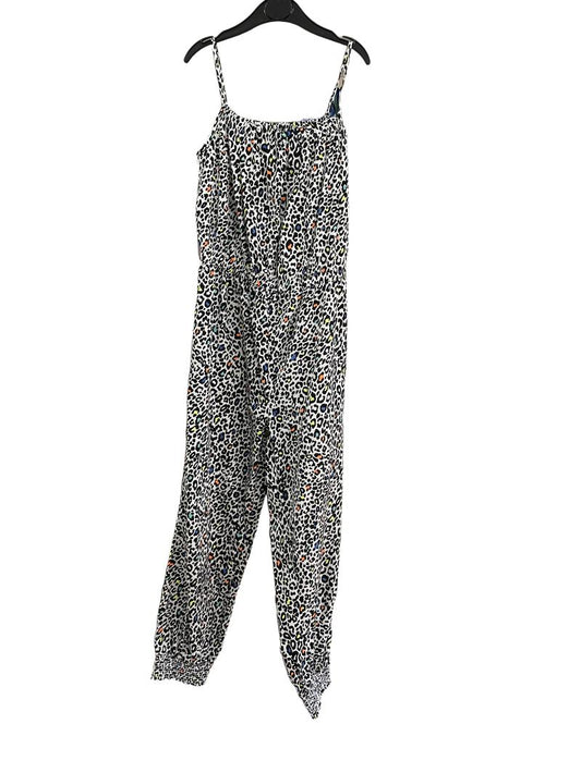 Preloved Bluezoo - Black And White Cheetah Print With Neon Highlights Sleeveless Jumpsuit (9-10y) - Outfit