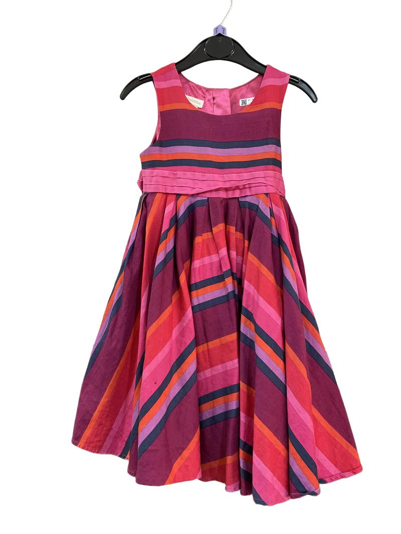 Preloved Monsoon - Pink Red Striped Sleeveless Dress (3-4y)