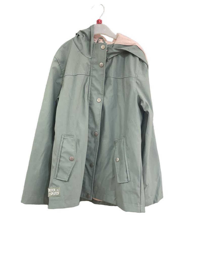 Preloved Lily & Dan - Sage Green Waterproof Jacket. Pink Lining. (10-11y)