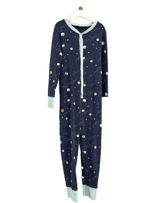 Preloved Unknown Brand - Navy Space Print Jersey Onesie (5-6y)