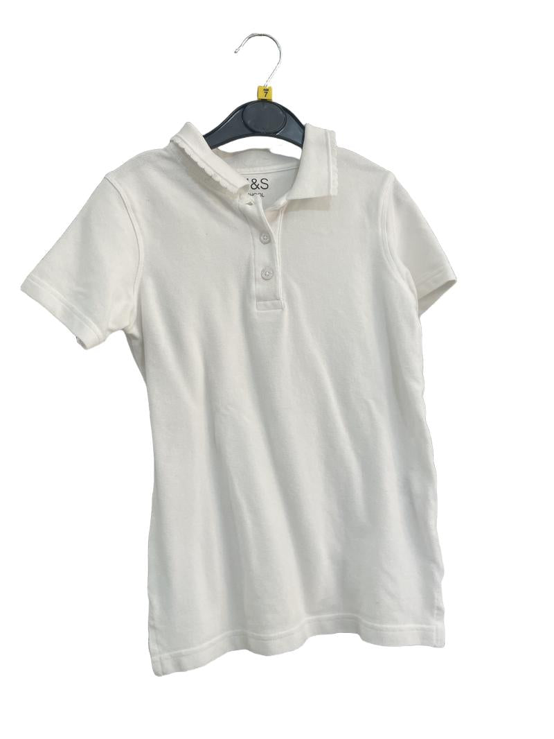 Preloved Marks & Spencer - White Short-sleeved Collared School Uniform Shirt (7-8y)