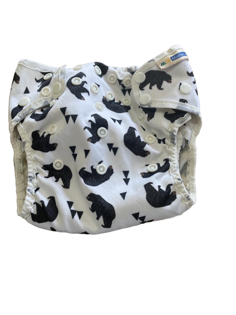 Preloved Mother-ease - White Bear Print Reusable Nappy.