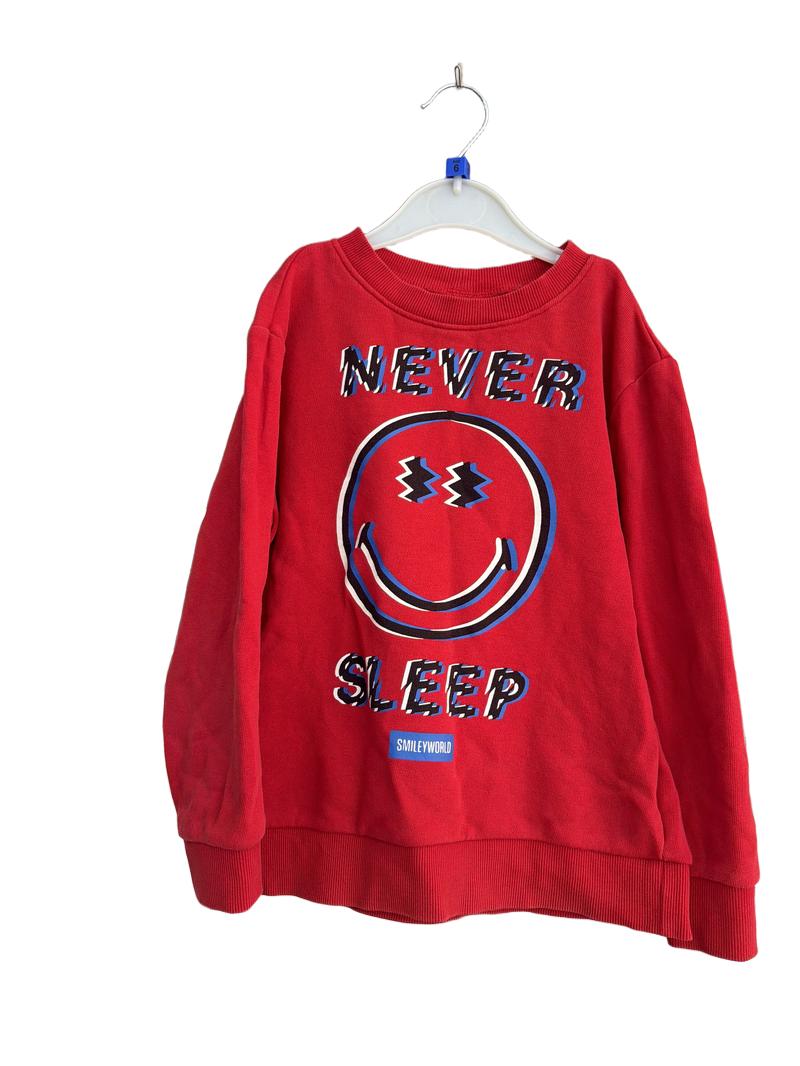 Preloved United Colors Of Benetton - Red "Never Sleep" Sweatshirt Jumper (6-7y)