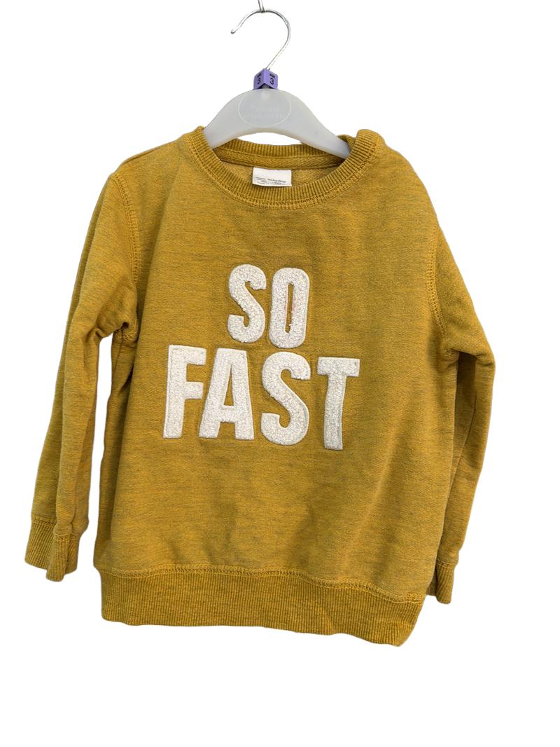 Preloved Zara - Yellow Fleck "So Fast" Long-sleeved Top (3-4y)