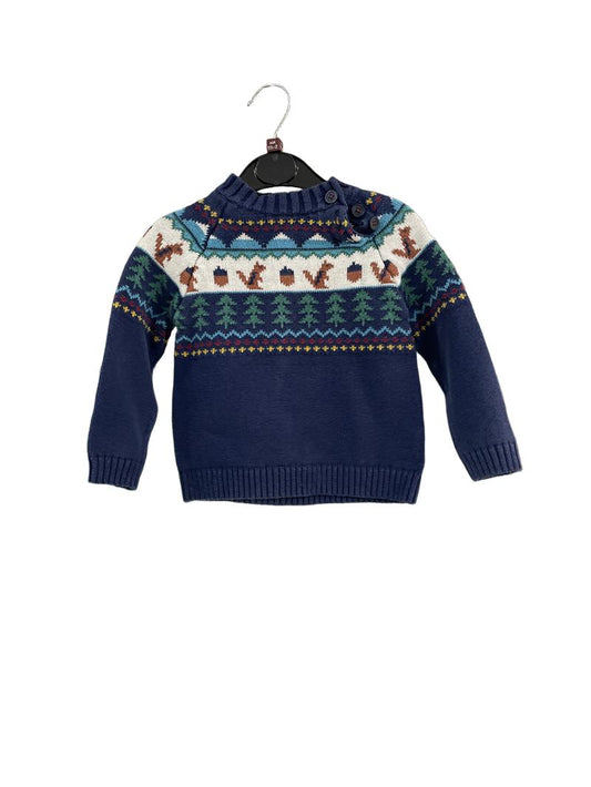 Preloved John Lewis - Navy Fair Isle Squirrel Jumper (18-24m)