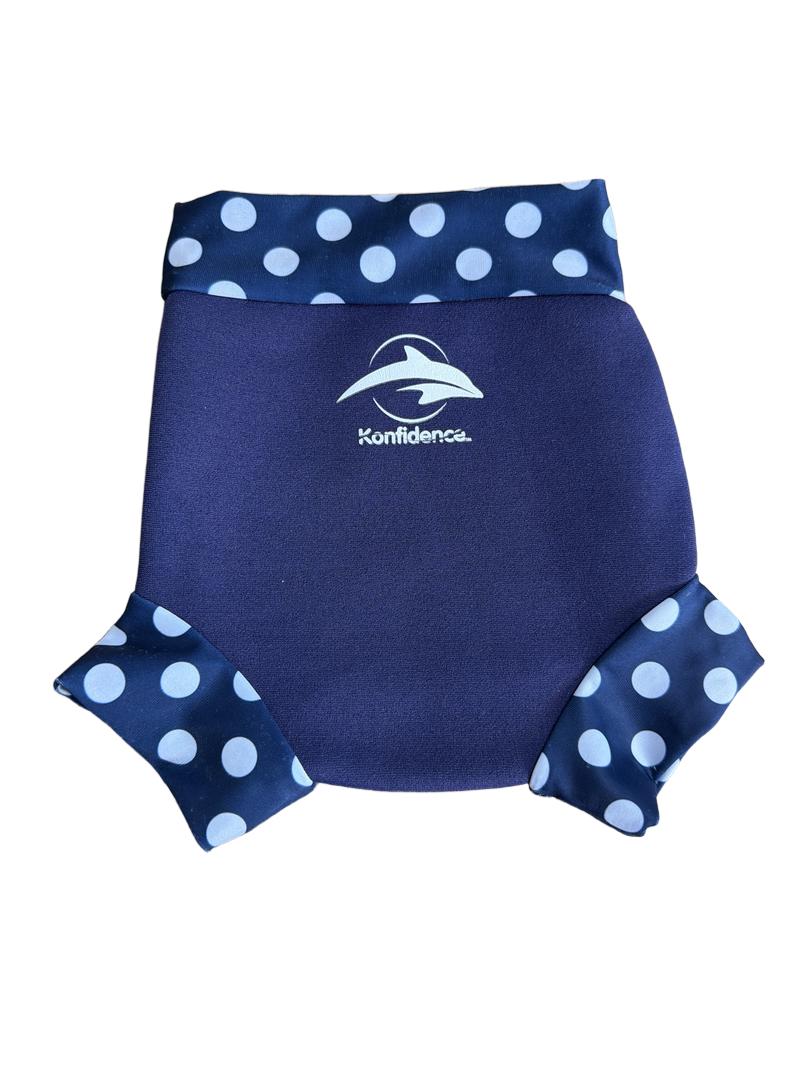 Preloved Konfidence - Navy White Polka Dot Swim Nappy, Small (Small)